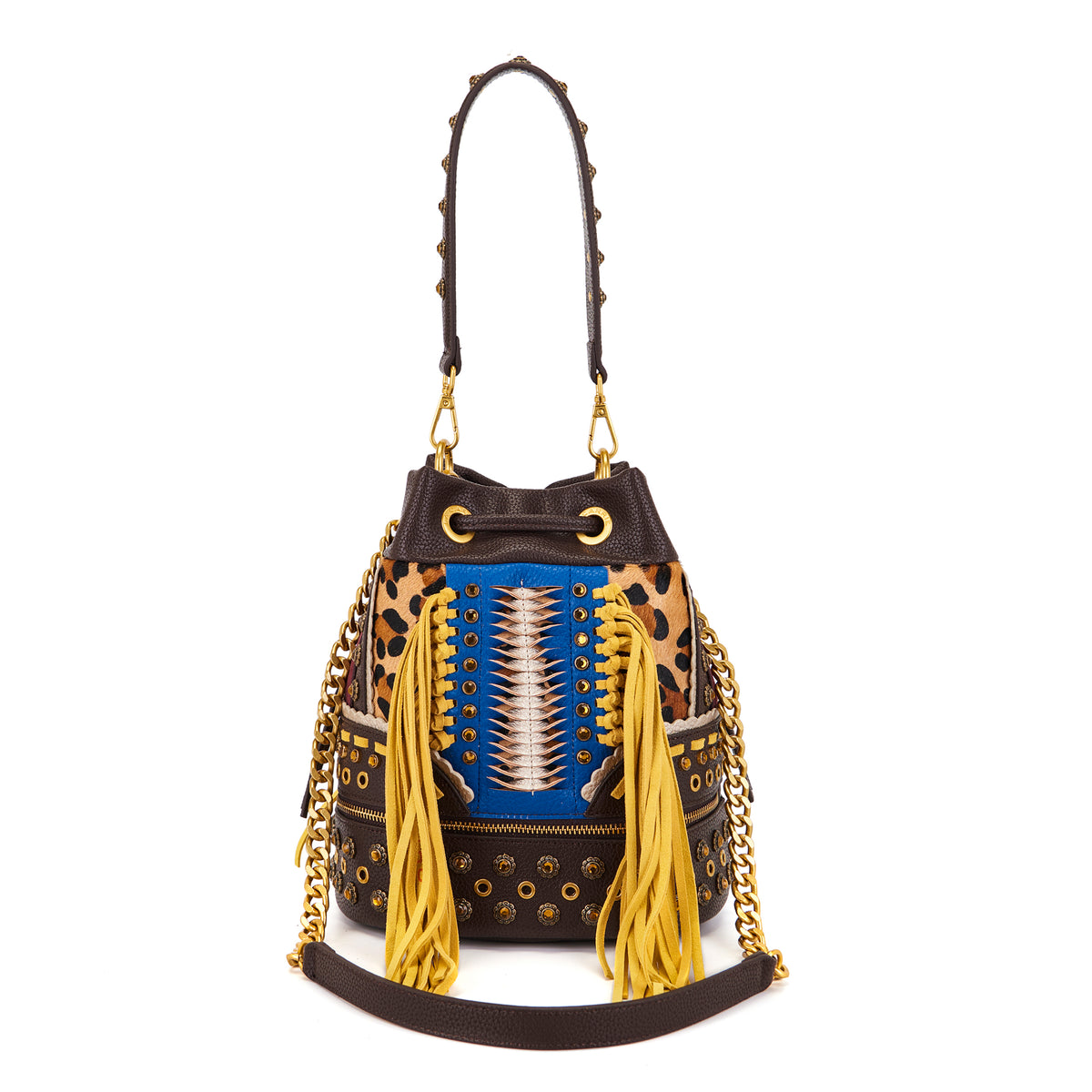 La Carrie borsa secchiello in ecopelle "Jungle" Multicolor 162P-EM-214-SHP.MULTI BURGUNDY