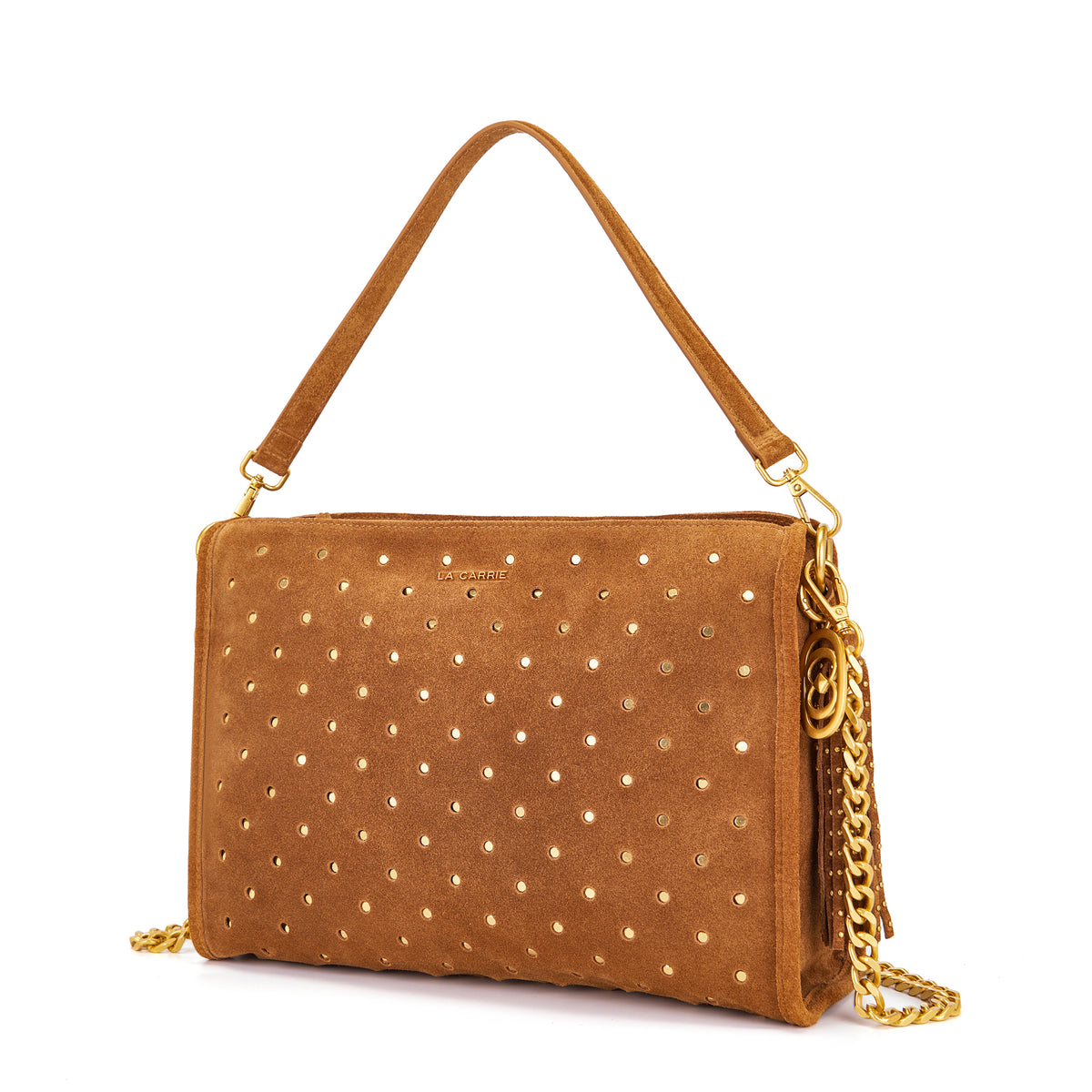 La Carrie borsa a spalla in camoscio "Downtown" Cuoio 162P-MD-240-SUE.CUOIO