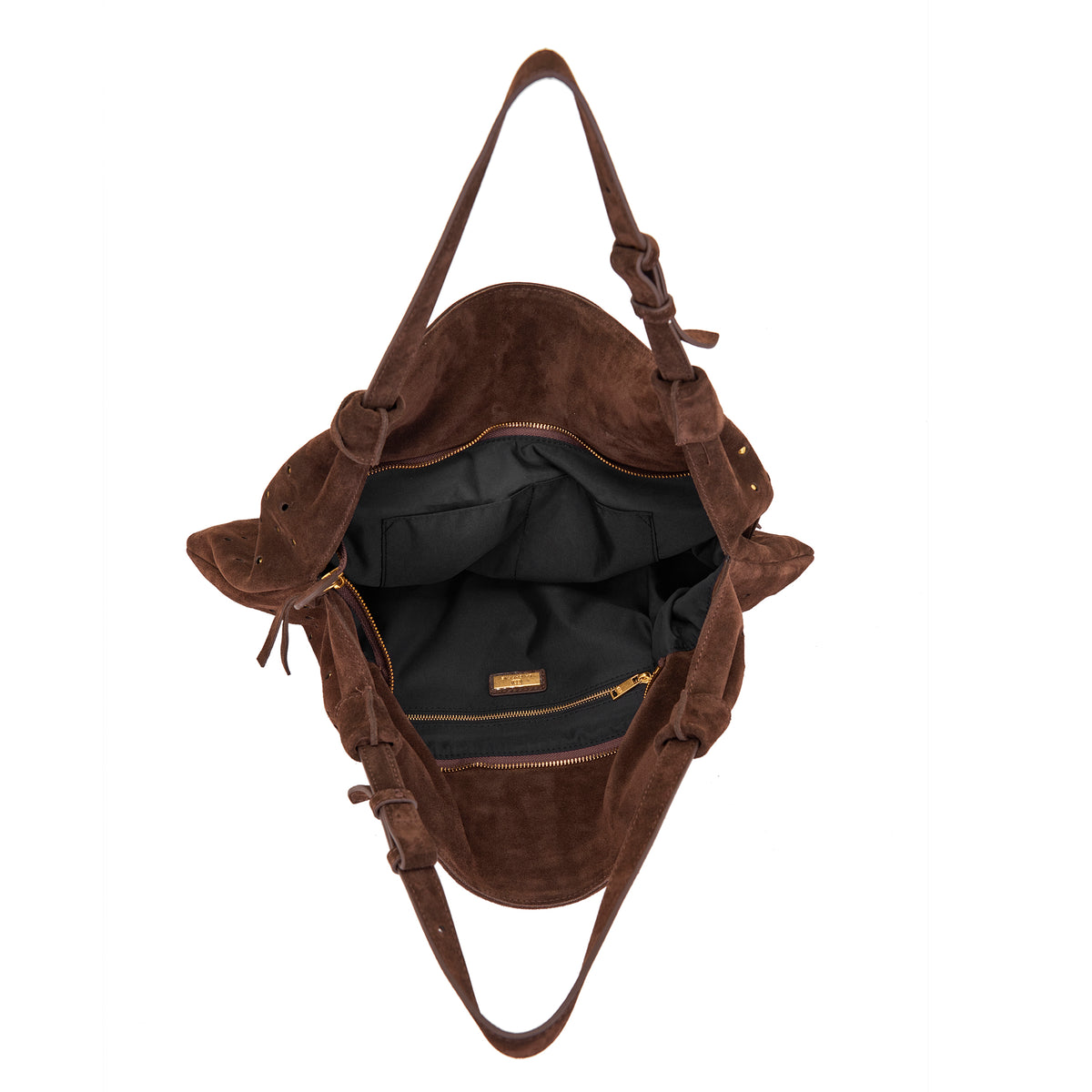 La Carrie borsa a spalla in camoscio "Metropolis" Marrone 162P-TX-476-SUE.DARK BROWN