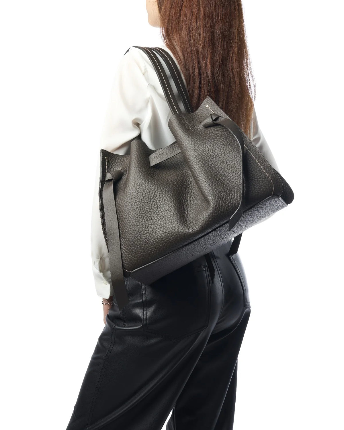 Visonà borsa shopping in pelle "Vittoria" Marrone 24731.TESTA DI MORO