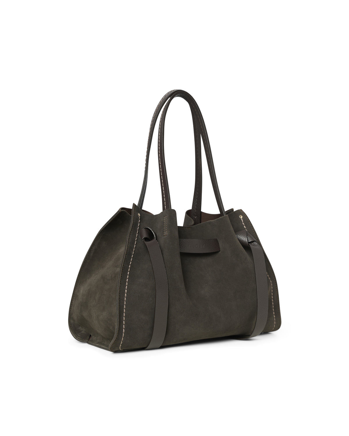 Visonà borsa shopping in camoscio "Vittoria" Marrone 24731 SUEDE.EBONY