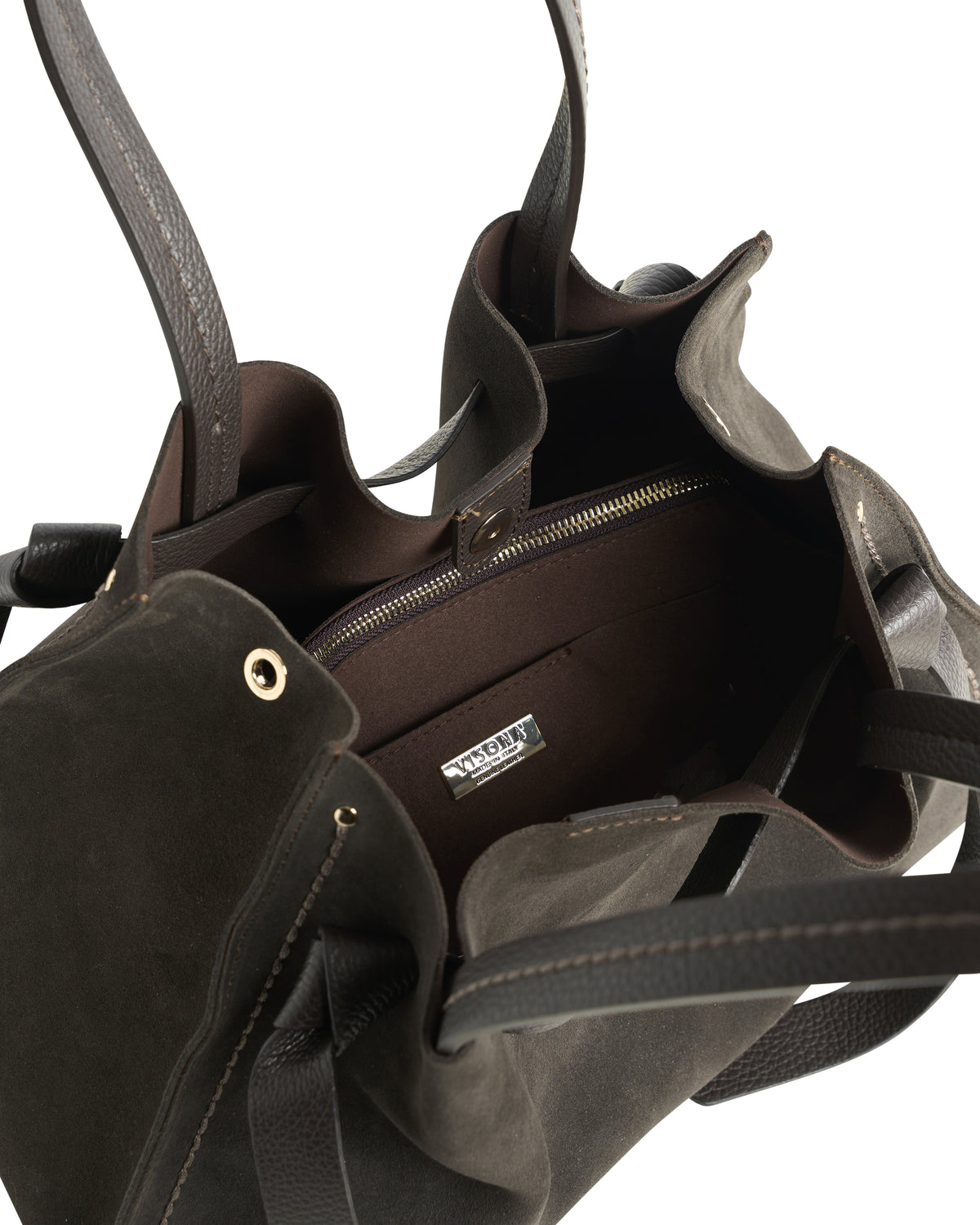Visonà borsa shopping in camoscio "Vittoria" Marrone 24731 SUEDE.EBONY