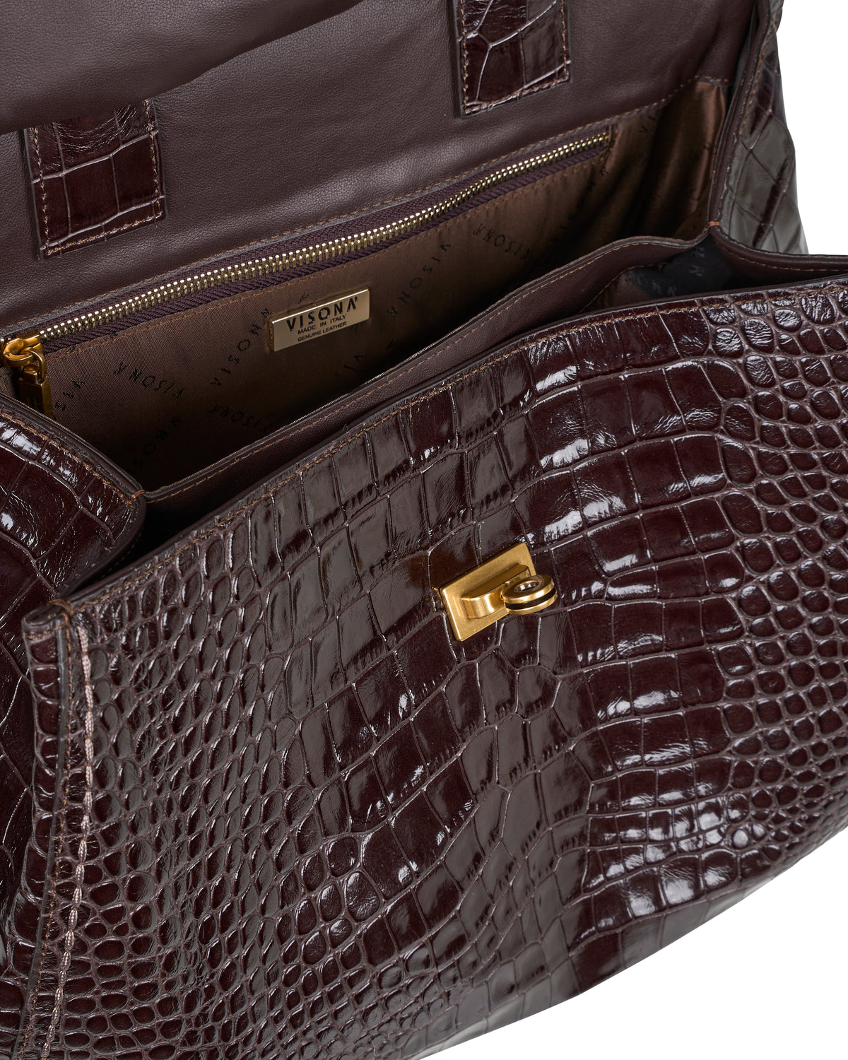 Visonà borsa a mano in pelle "Ornella" Marrone 26822 COCCO.T-MORO