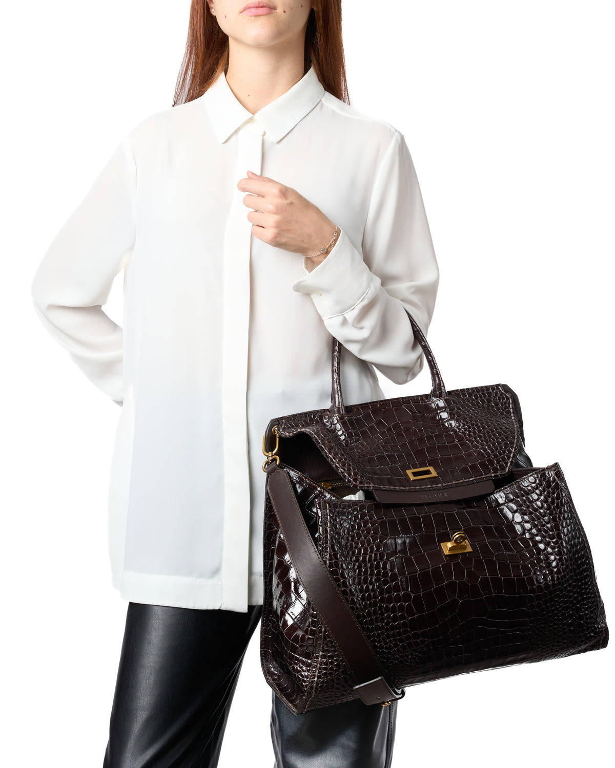 Visonà borsa a mano in pelle "Ornella" Marrone 26822 COCCO.T-MORO