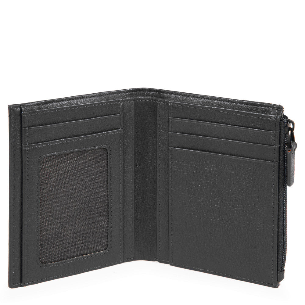 Piquadro portafogli verticale in tessuto e pelle "P16" Nero PU4526P16.CHEVN