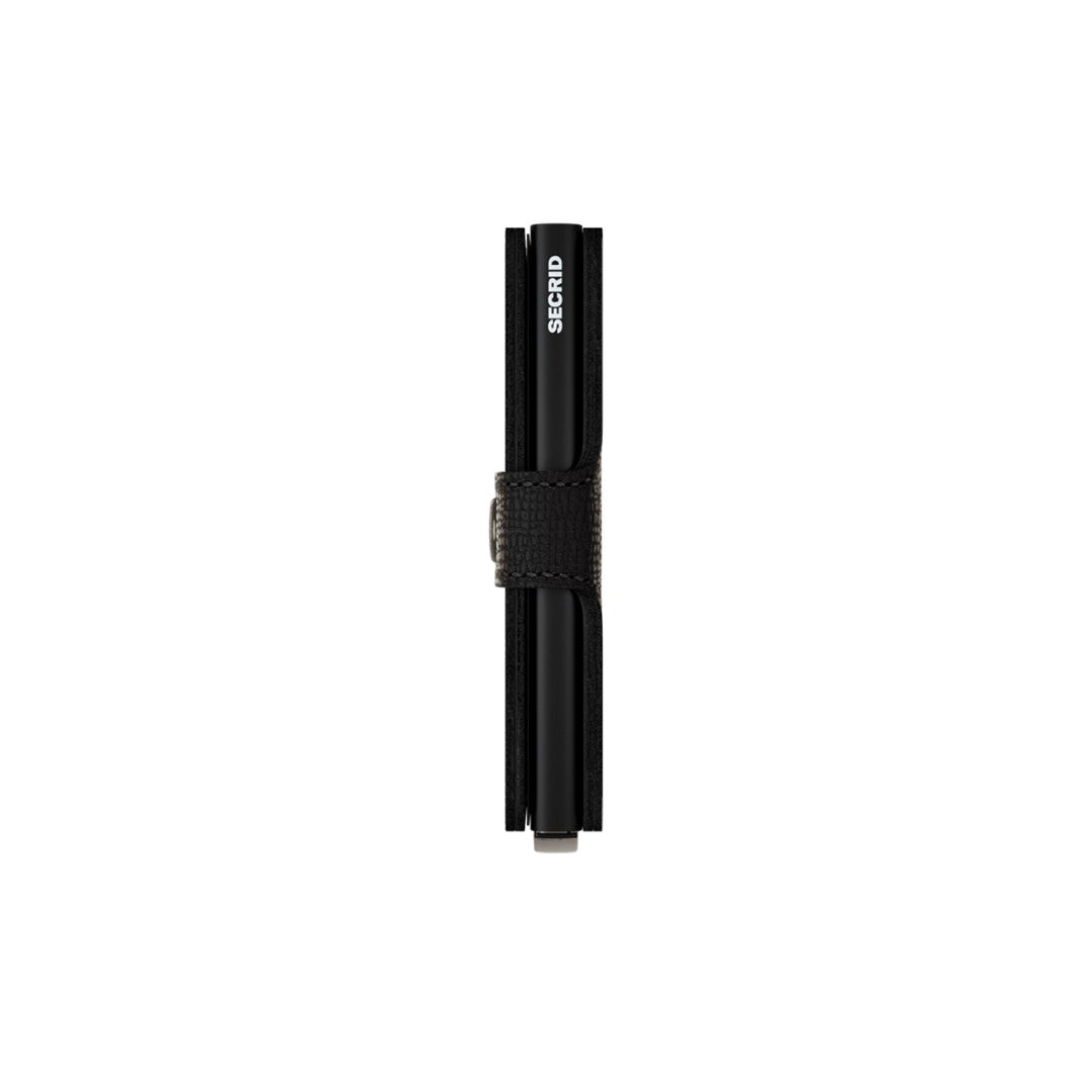 Secrid portafogli compatto in alluminio e pelle "Miniwallet Crisple" Nero MC.BLACK