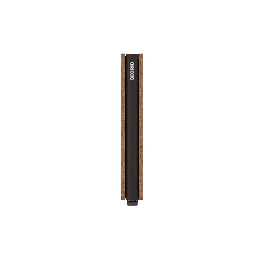 Secrid portafogli compatto in alluminio e pelle "Slimwallet Original" Cuoio SO.COGNAC-BROWN