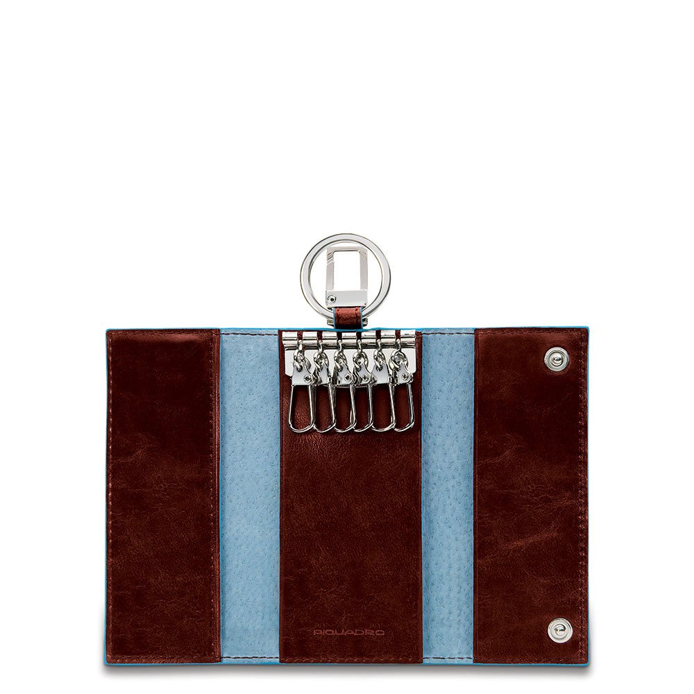 Piquadro portachiavi con ganci in pelle "Blue Square" Marrone PC1397B2.MO