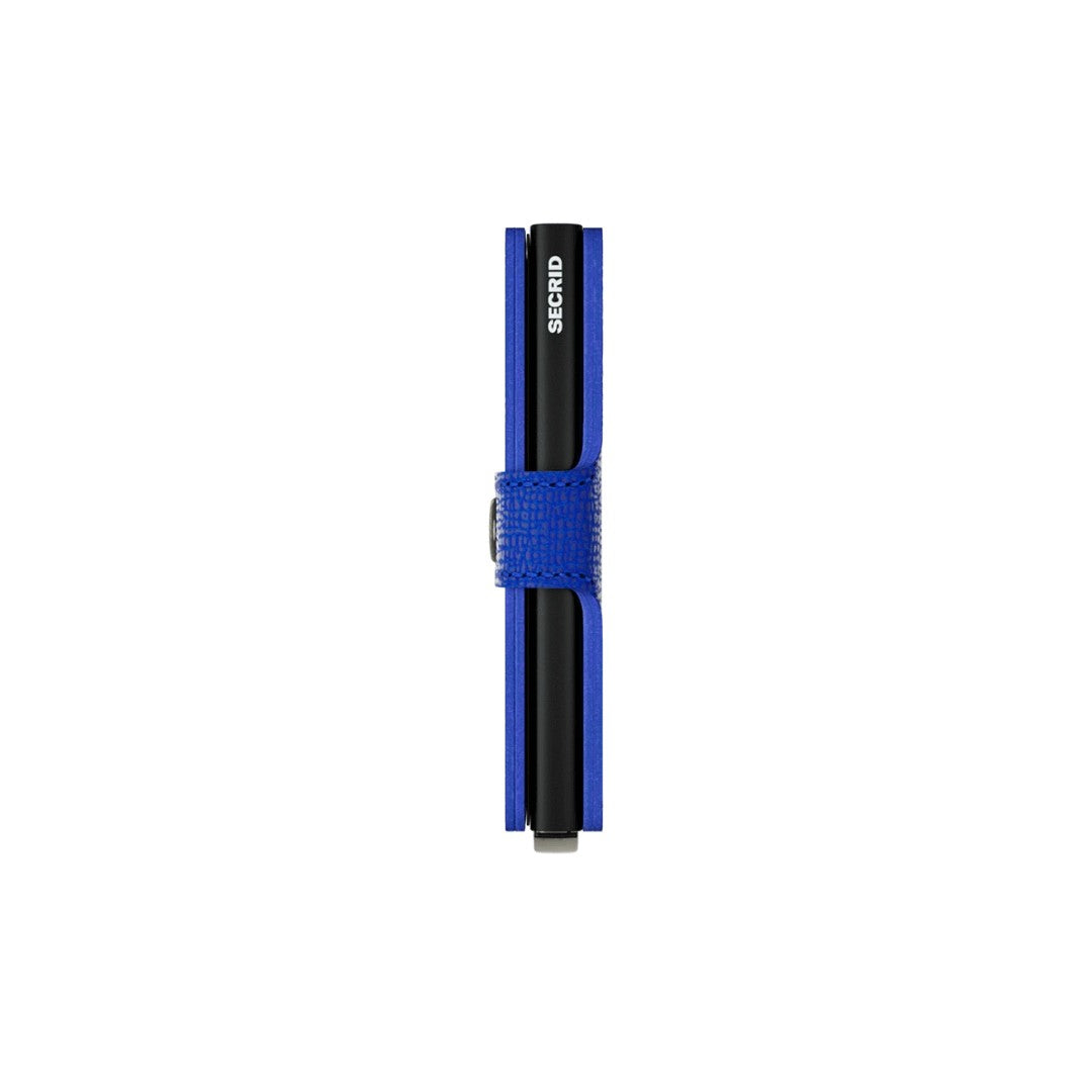 Secrid portafogli compatto in alluminio e pelle "Miniwallet Crisple" Blu elettrico MC.BLUE-BLACK