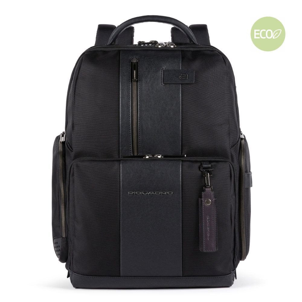 Piquadro zaino in tessuto e pelle "Brief 2 Bag Motic" Nero CA4439BR2BM.N