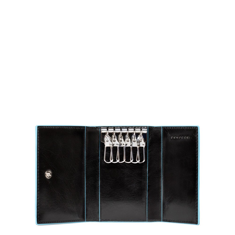 Piquadro portachiavi con ganci in pelle "B2 - Blue Square" Nero PC1396B2.N