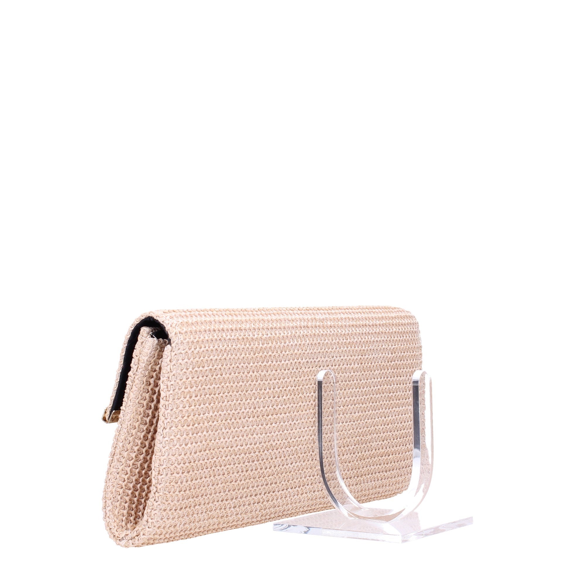 Olga Berg borsa da cerimonia in raffia "Willow" Beige OB6381.NATURAL