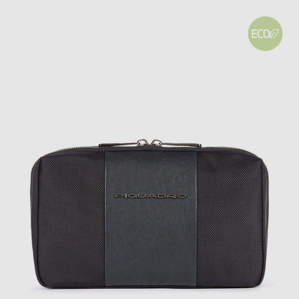 Piquadro astuccio porta cavi in tessuto e pelle "Brief 2 Nero AC5481BR2.N