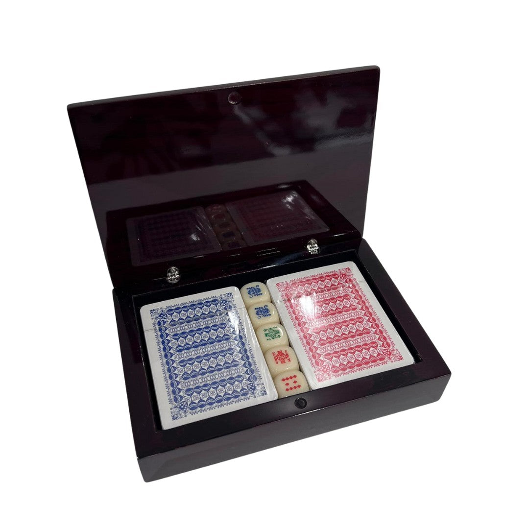 Dal Negro cofanetto in legno con carte da gioco e dadi "Games" Marrone 80086.X