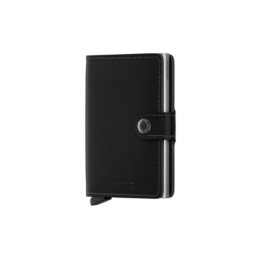 Secrid portafogli compatto in alluminio e pelle "Miniwallet Original" Nero MO.BLACK