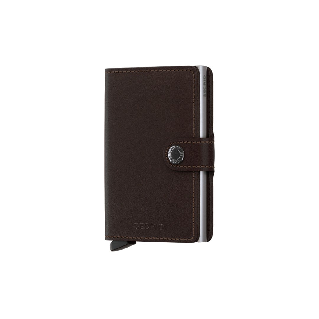 Secrid portafogli compatto in alluminio e pelle "Miniwallet Original" Marrone MO.DARK BROWN