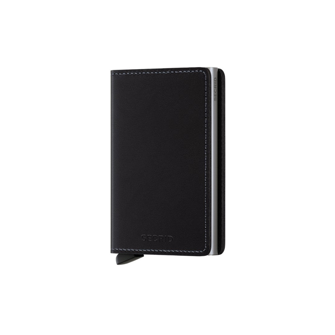 Secrid portafogli compatto in alluminio e pelle "Slimwallet Original" Nero SO.BLACK