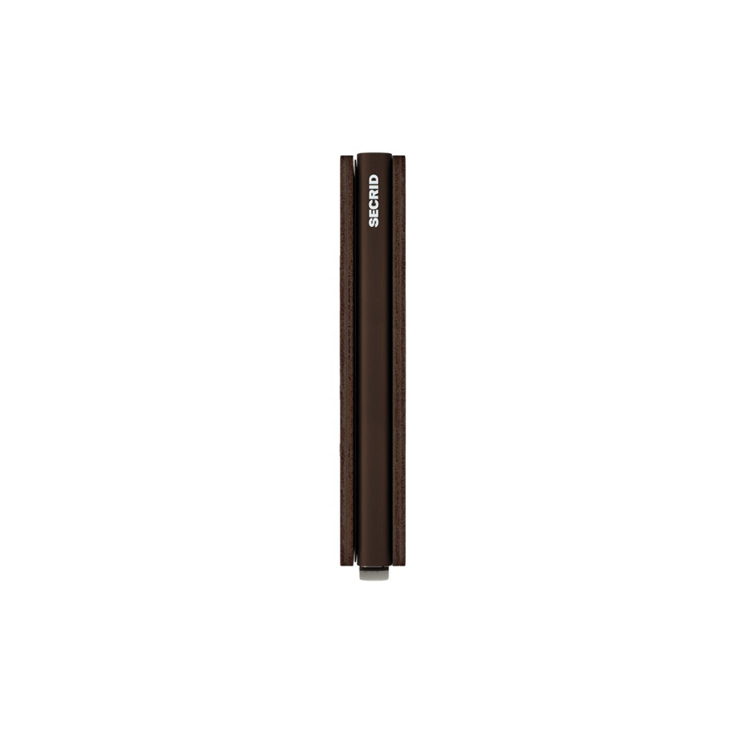 Secrid portafogli compatto in alluminio e pelle "Slimwallet Vintage" Marrone SV.CHOCOLATE