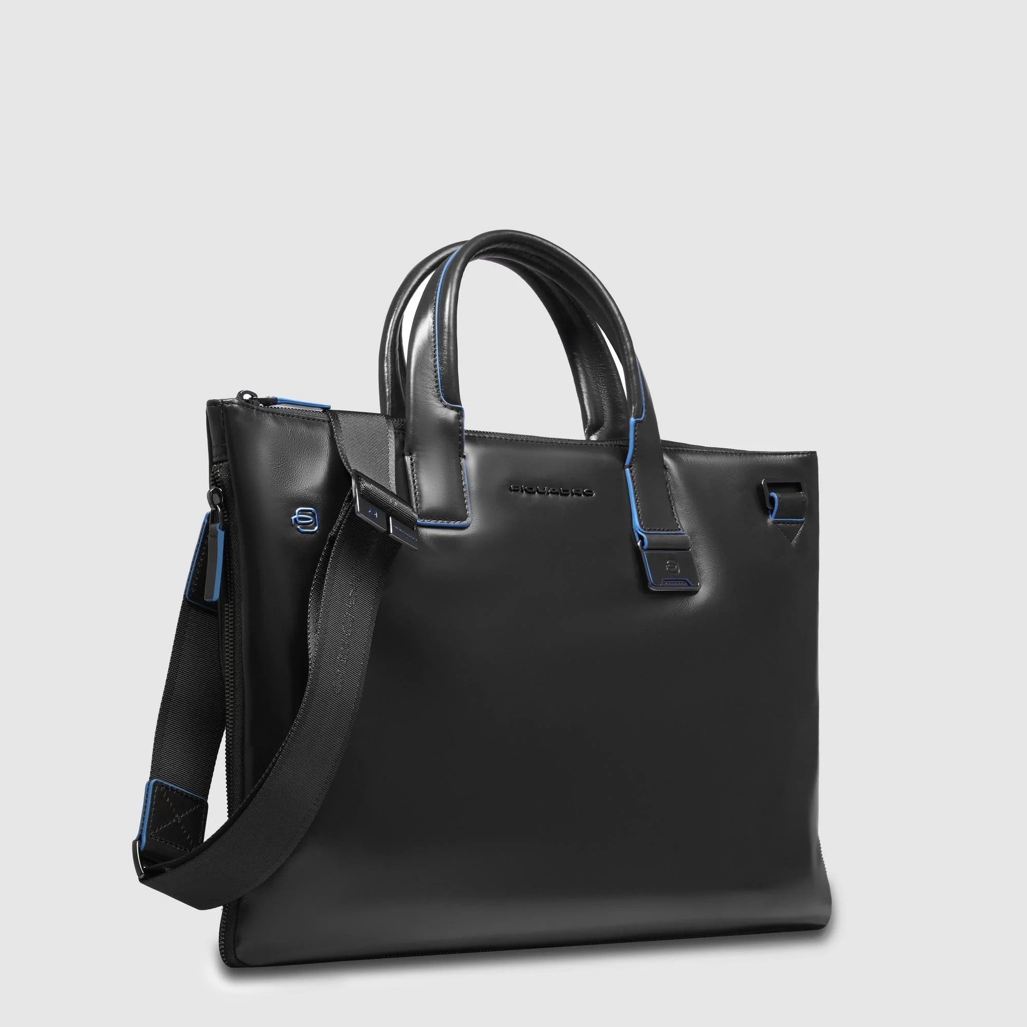 Piquadro borsa cartella da lavoro espandibile in pelle "Blue Square" Nero CA4021B2.N