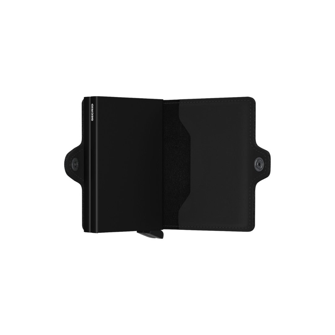 Secrid portafogli compatto in alluminio e pelle "Twinwallet Matte" Nero TM.BLACK