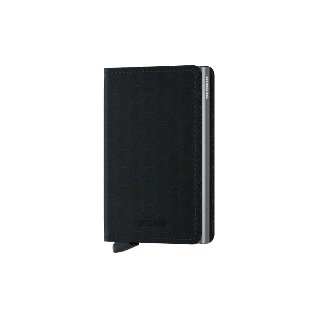 Secrid portafogli compatto in alluminio e pelle "Slimwallet Optical" Nero SOP.BLACK/TITANIUM