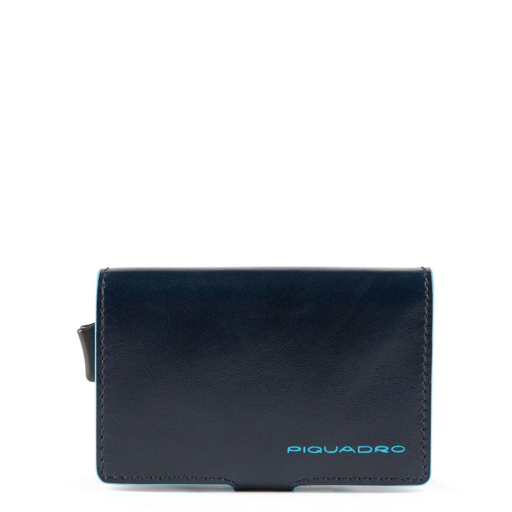Piquadro portafogli compatto in metallo e pelle "Blue Square" PP5649B2R.BLU2