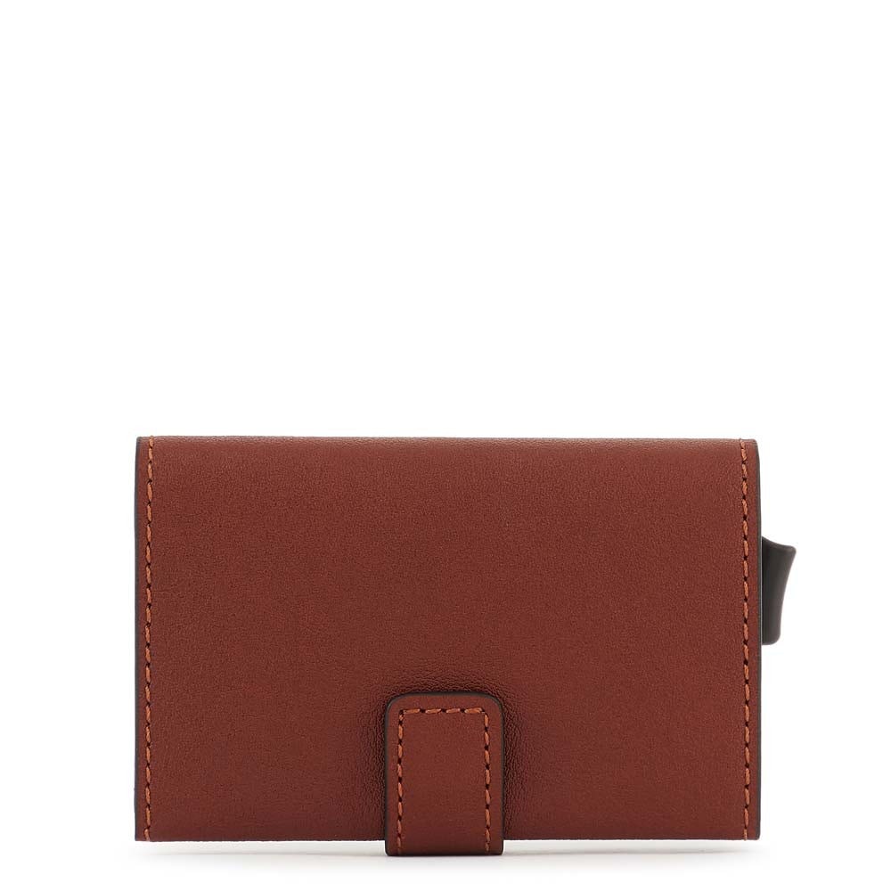 Piquadro portafogli compatto in metallo e pelle "Black Square" Cuoio PP5649B3R.CU
