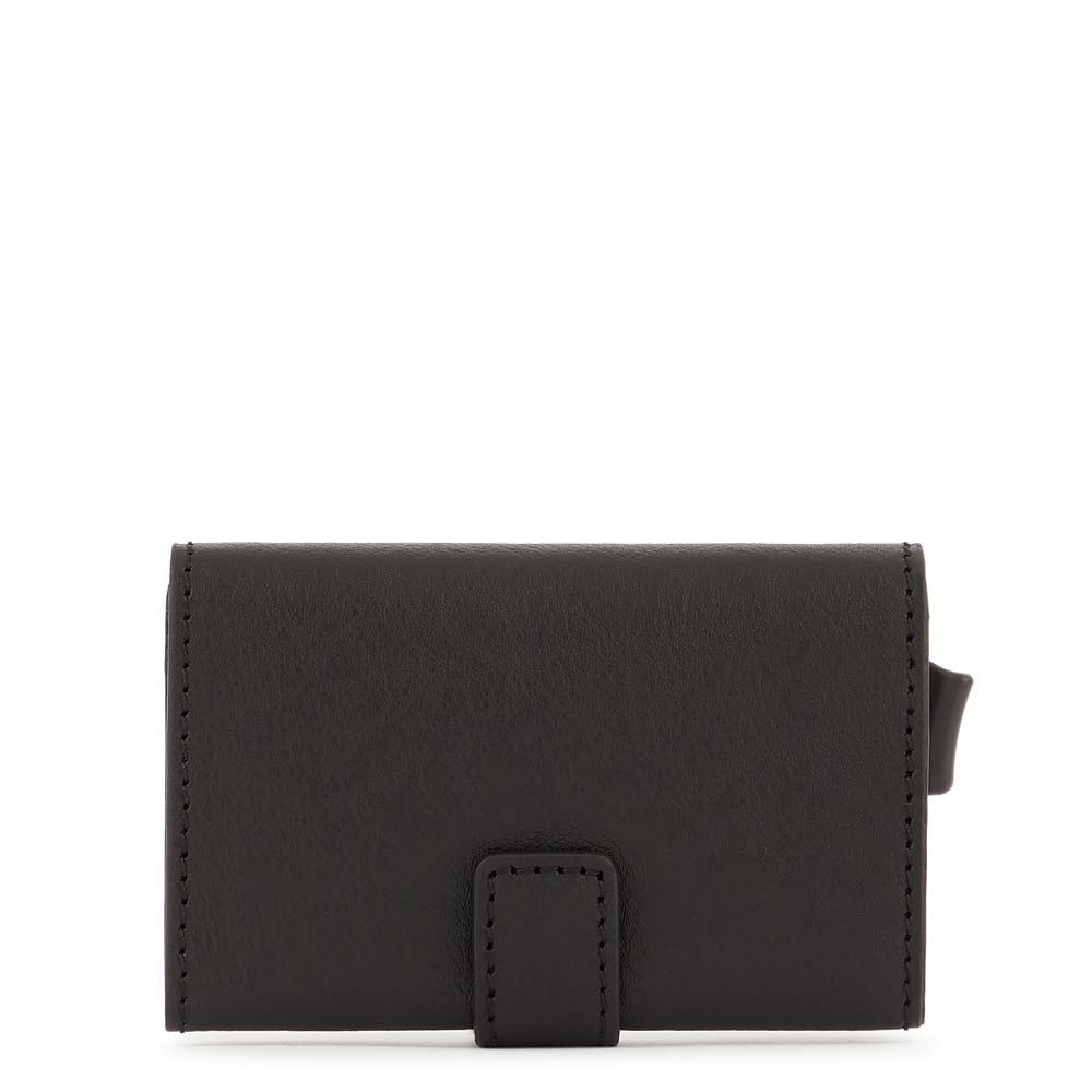 Piquadro portafogli compatto in metallo e pelle "Black Square" Nero PP5649B3R.N