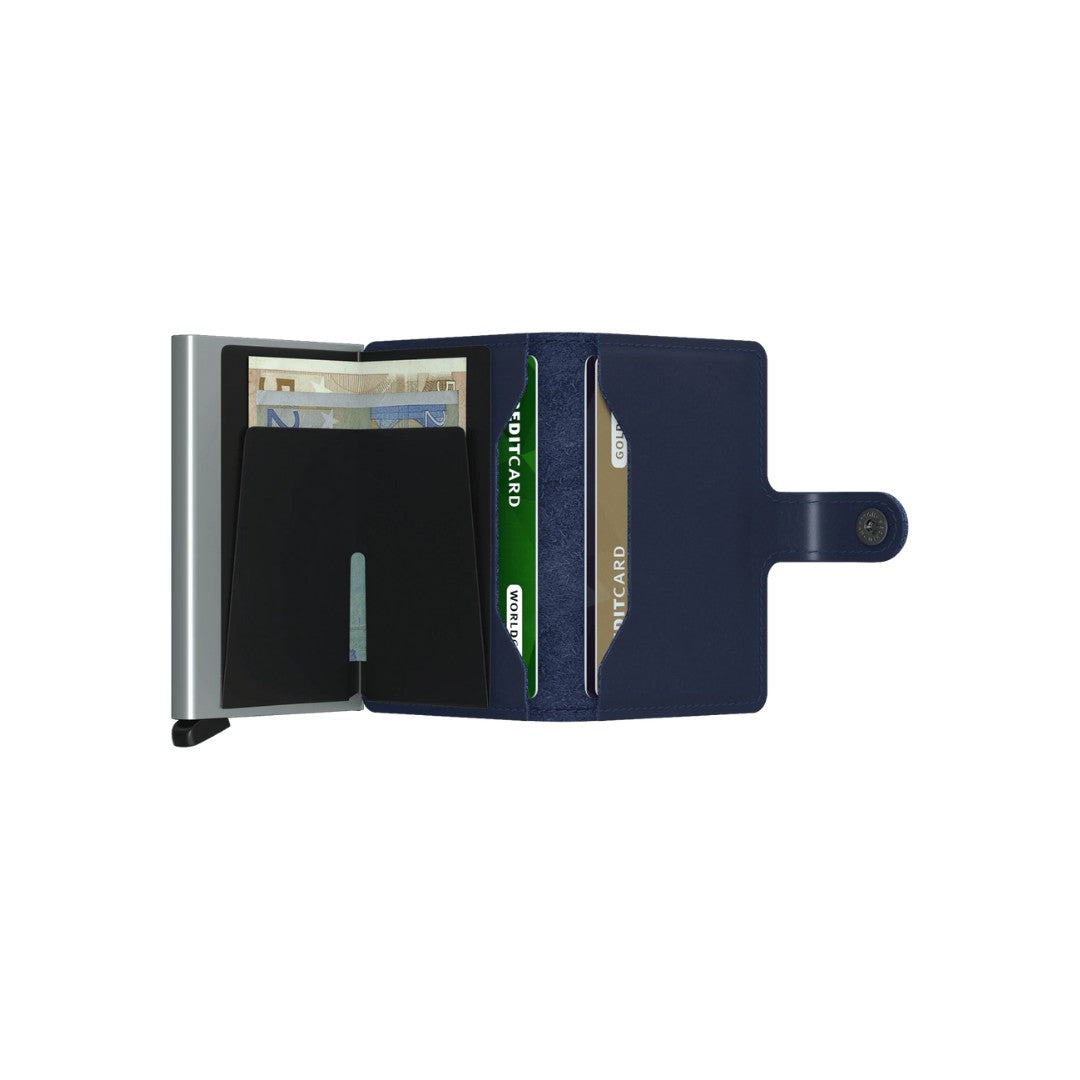 Secrid portafogli compatto in alluminio e pelle "Miniwallet Original" Blu MO.NAVY
