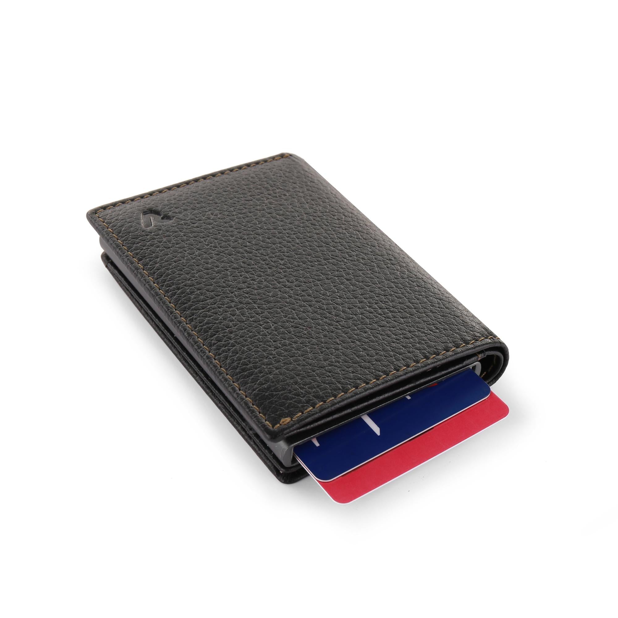 Roncato portafogli compatto in alluminio e pelle "Iron" Nero 400716.01