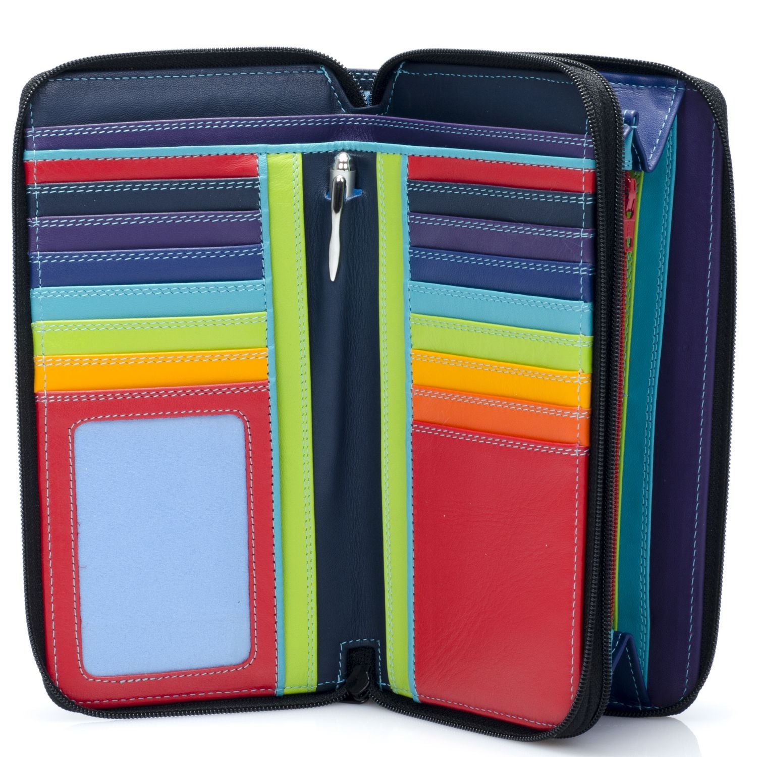 Mywalit portafogli doppia zip in pelle "Classic" Multicolor 375.4 BLACK/PACE