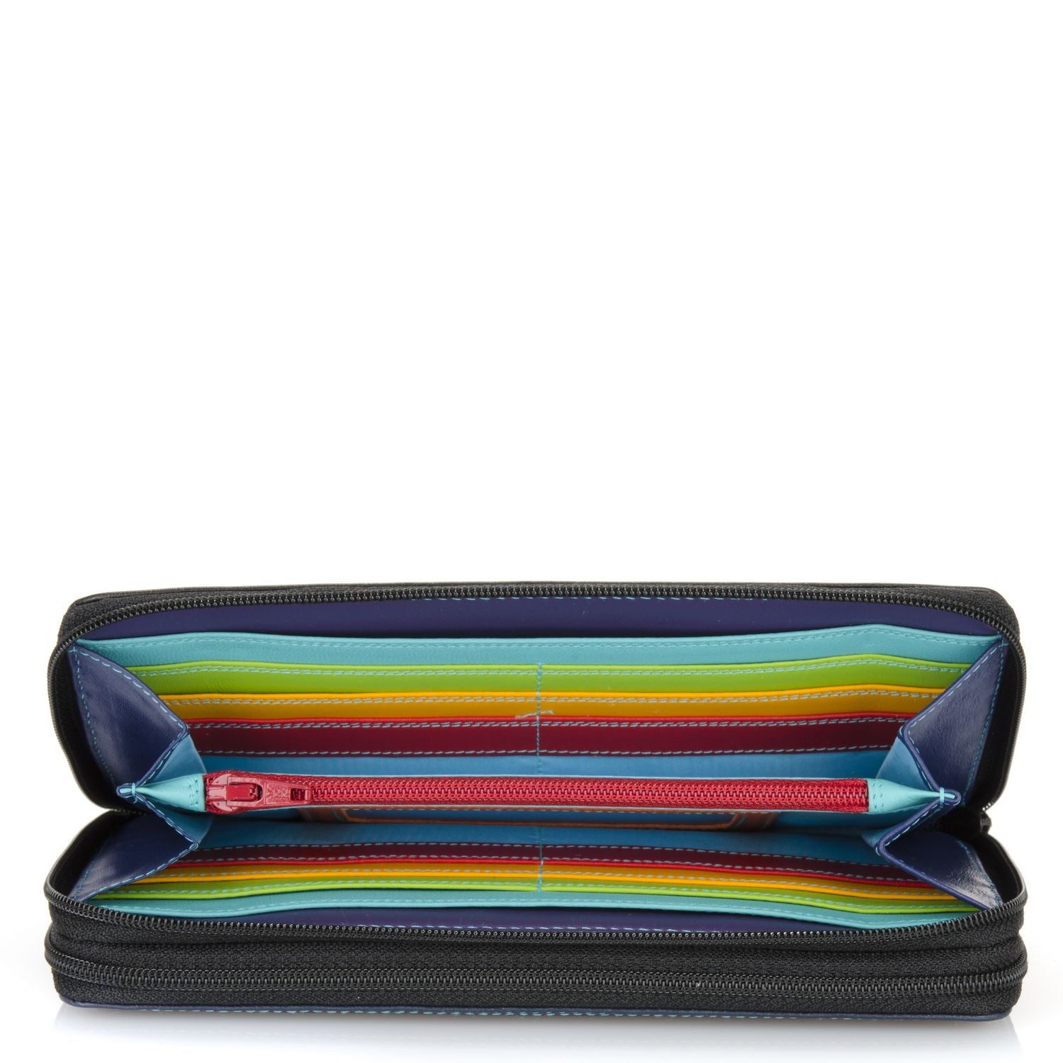 Mywalit portafogli doppia zip in pelle "Classic" Multicolor 375.4 BLACK/PACE