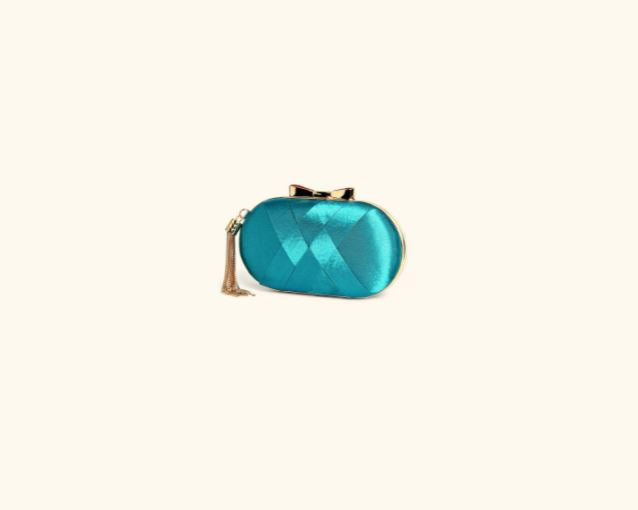 Mya Accessories borsa da cerimonia in tessuto e metallo "Diana" Azzurro C20051.PETROLIO