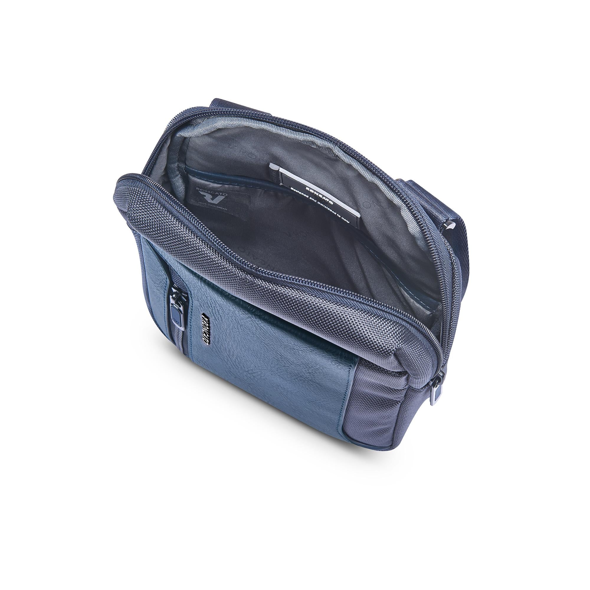 Roncato borsello in tessuto ed ecopelle "Panama 4 Blu 400890.23