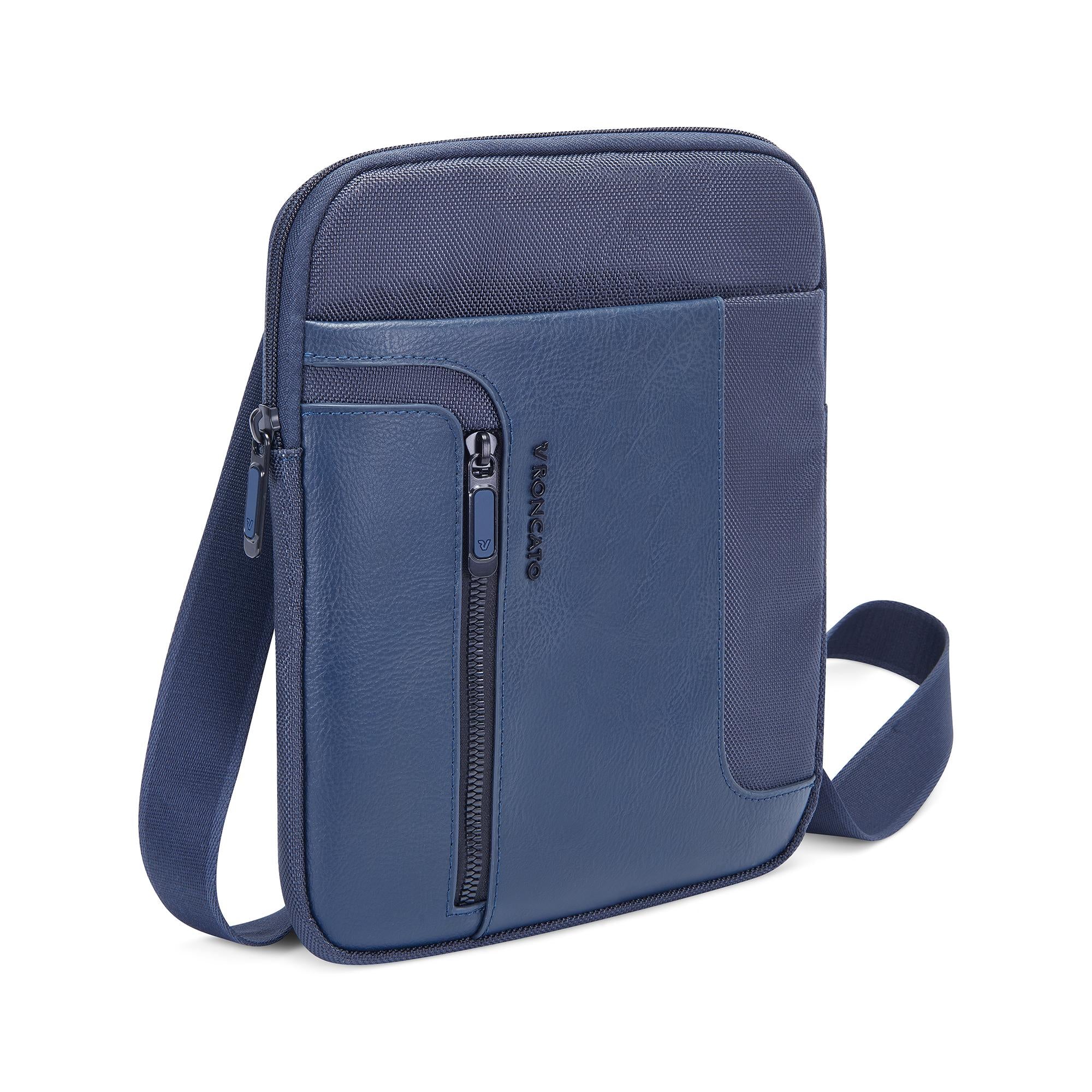 Roncato borsello piatto in tessuto "Panama 4 Blu 400891.23