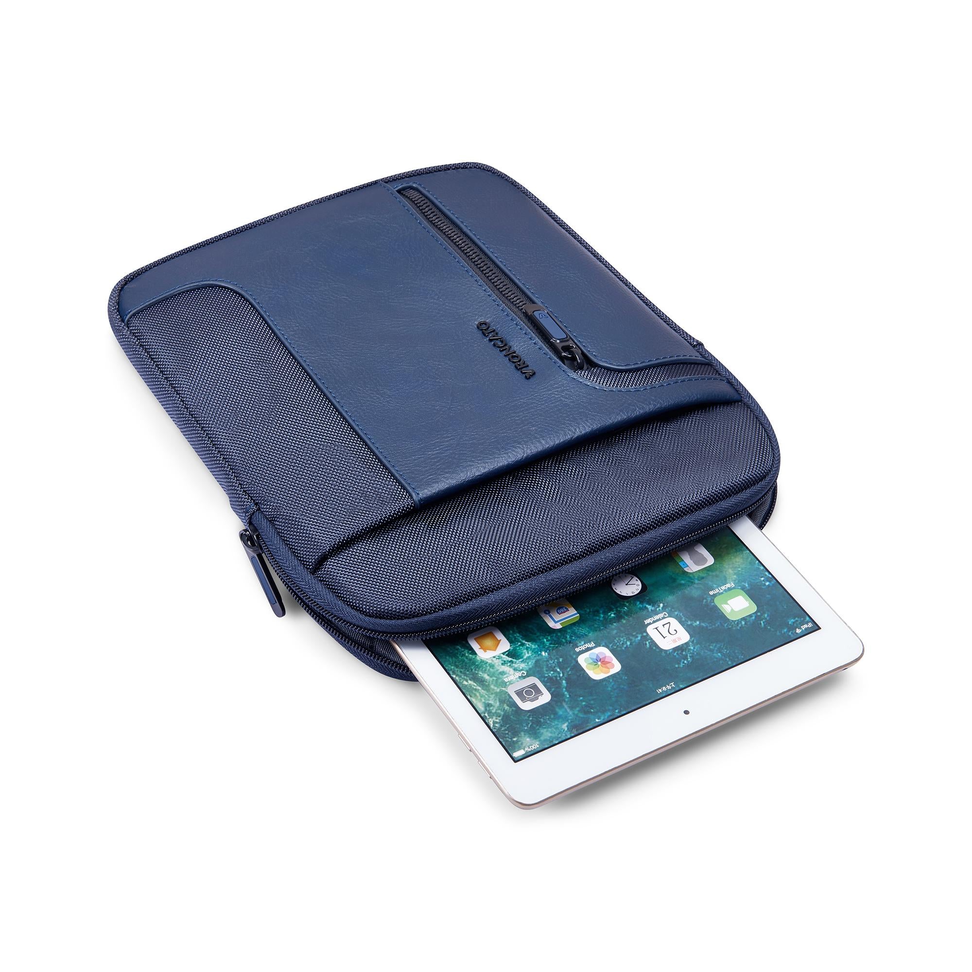 Roncato borsello piatto in tessuto "Panama 4 Blu 400891.23
