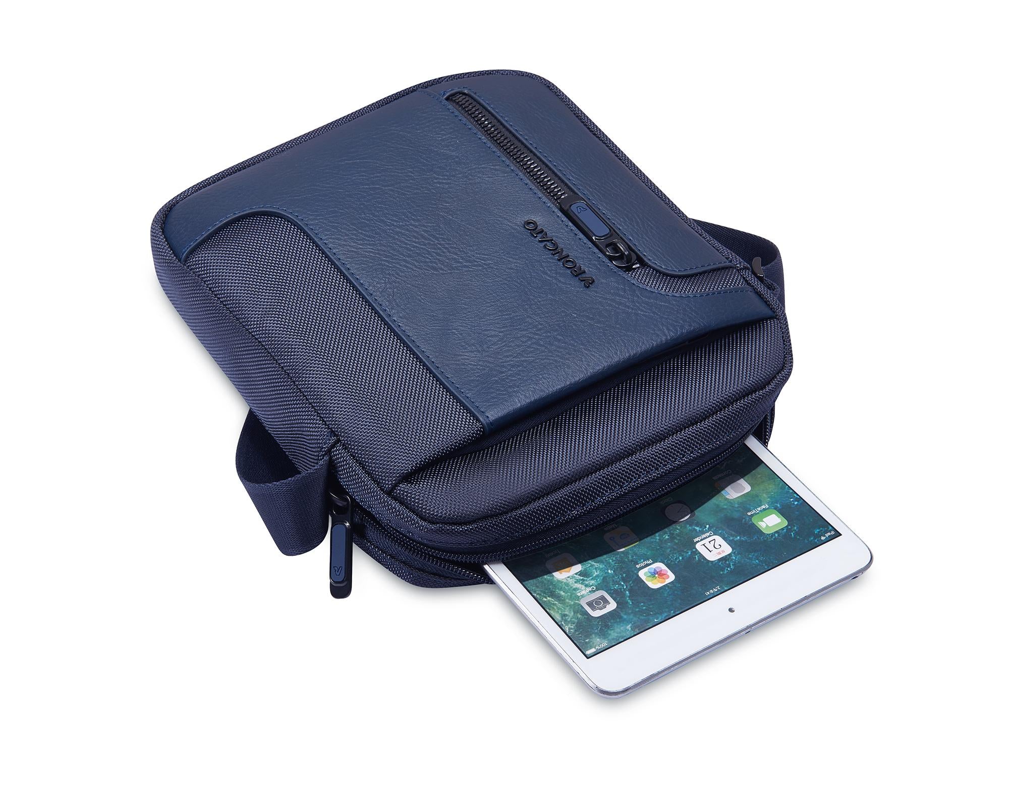 Roncato borsello in tessuto ed ecopelle "Panama 4 Blu 400892.23