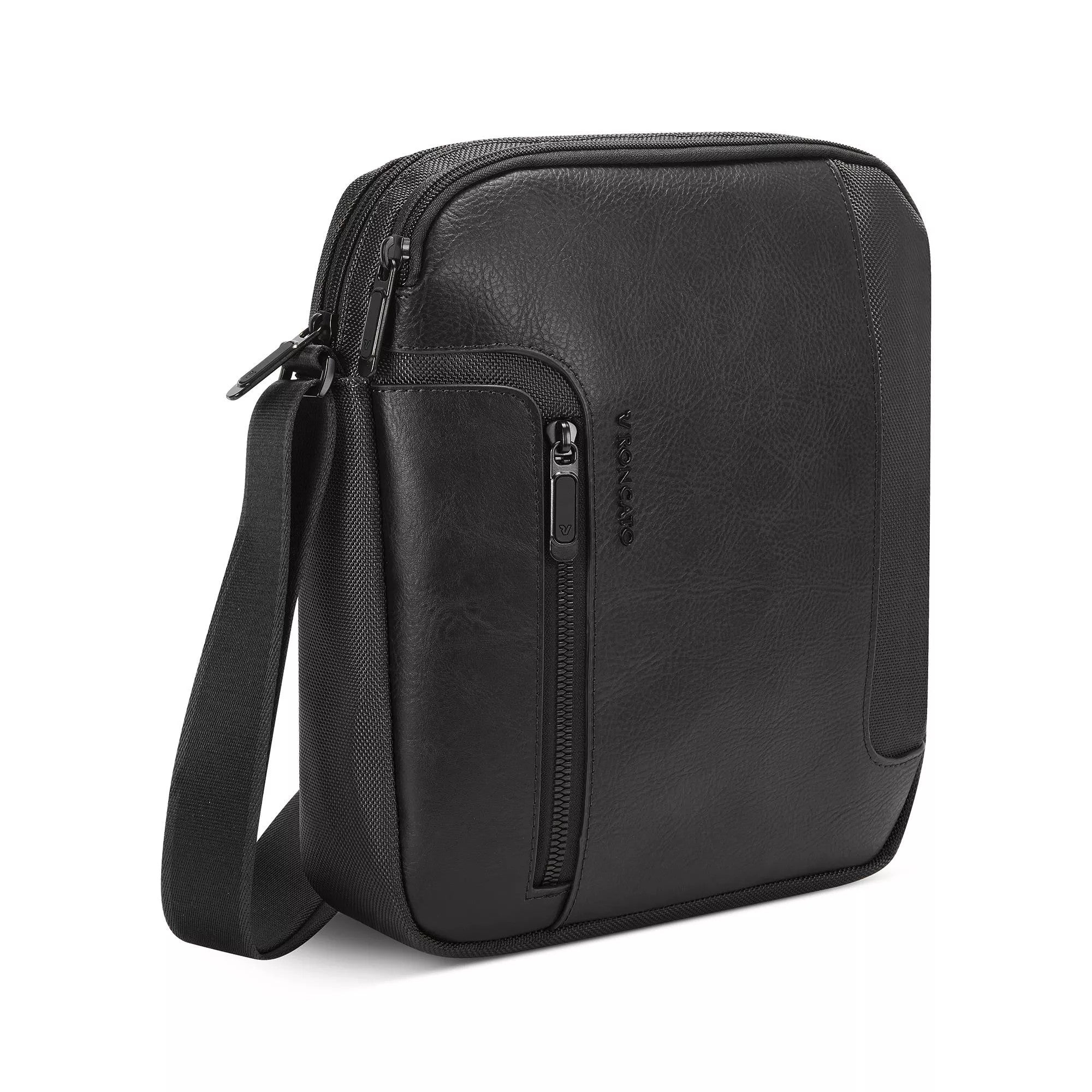 Roncato borsello in tessuto ed ecopelle "Panama 4 Nero 400894.01