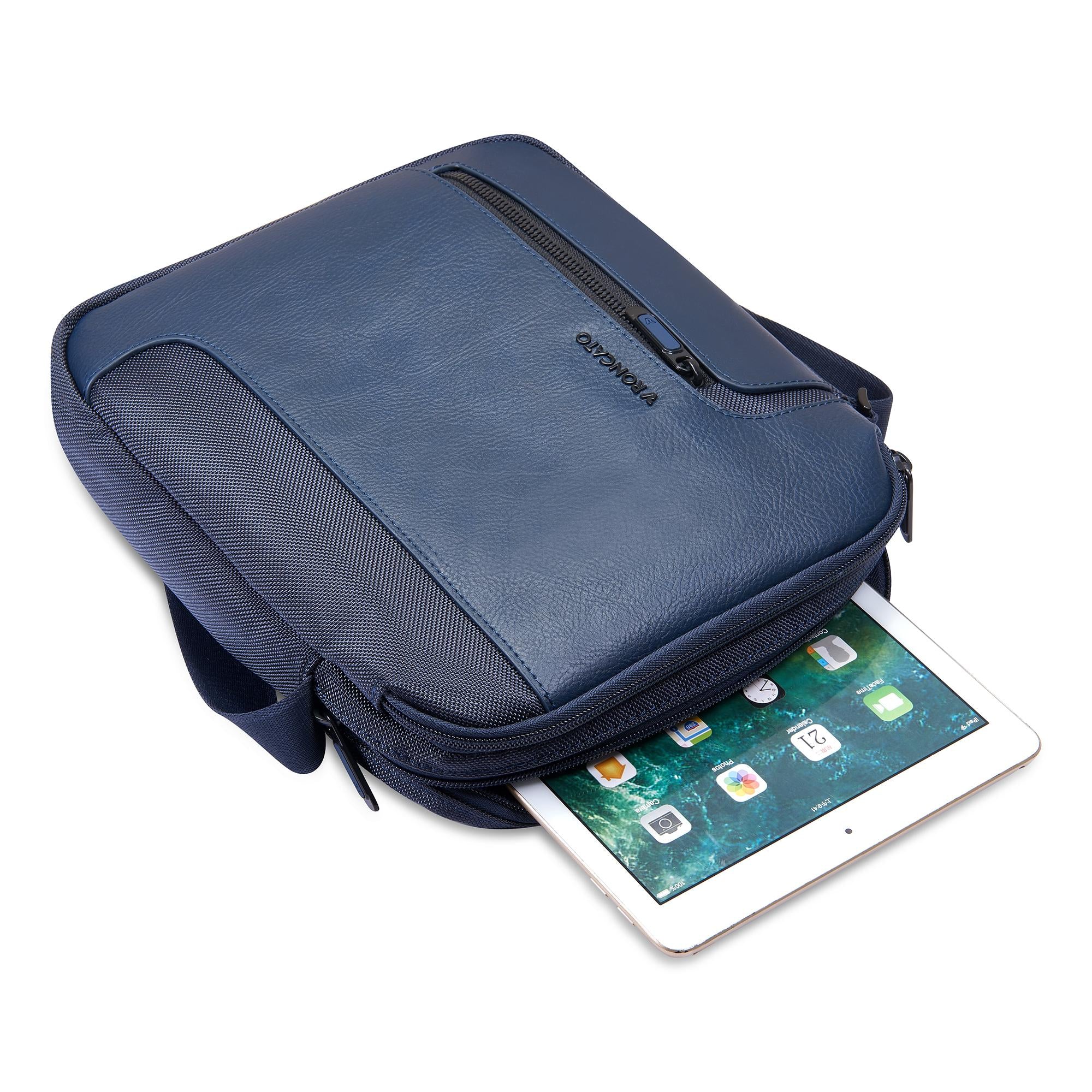 Roncato borsello in tessuto ed ecopelle "Panama 4 Blu 400894.23
