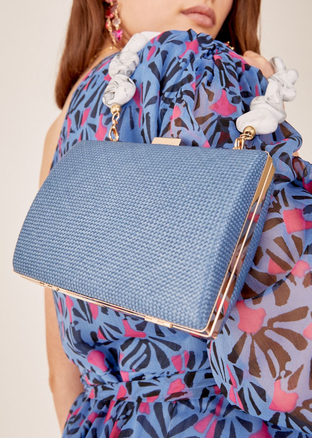 Nalì borsa da cerimonia in tessuto "Laura" Azzurro WIPC00.68 BLU