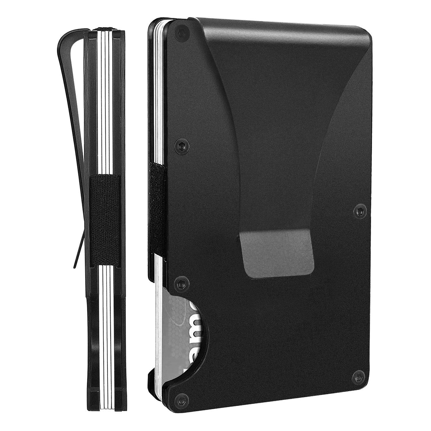 Roncato portafogli compatto in alluminio "Iron 4 Nero 400717.01
