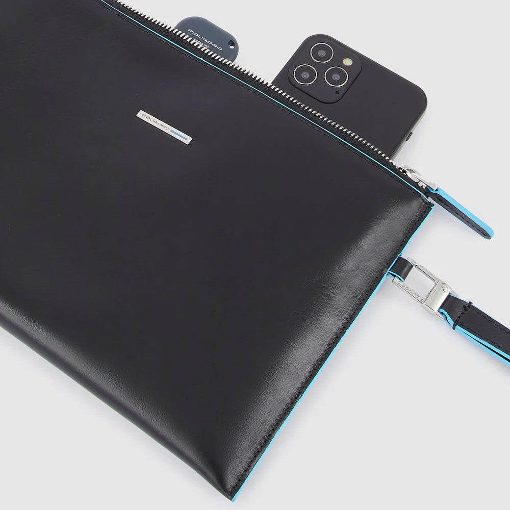 Piquadro pochette in pelle "Blue Square" Nero AC5099B2.N