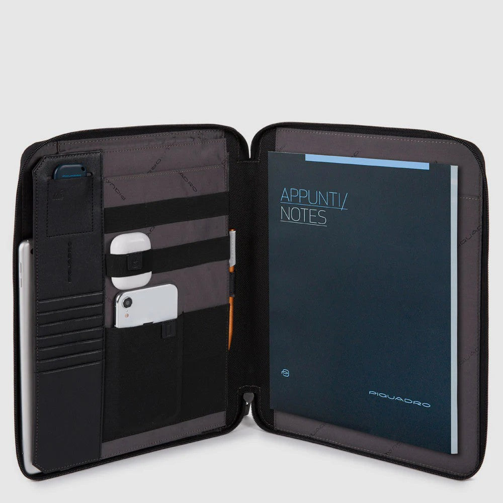 Piquadro porta blocco in tessuto e pelle "Brief 2 Nero PB5483BR2.N