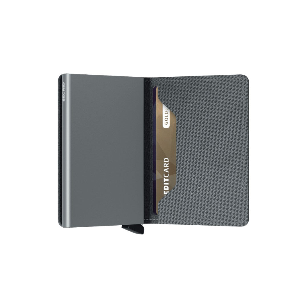 Secrid portafogli compatto in alluminio e pelle "Slimwallet Carbon Cool" Grigio SCA.GREY