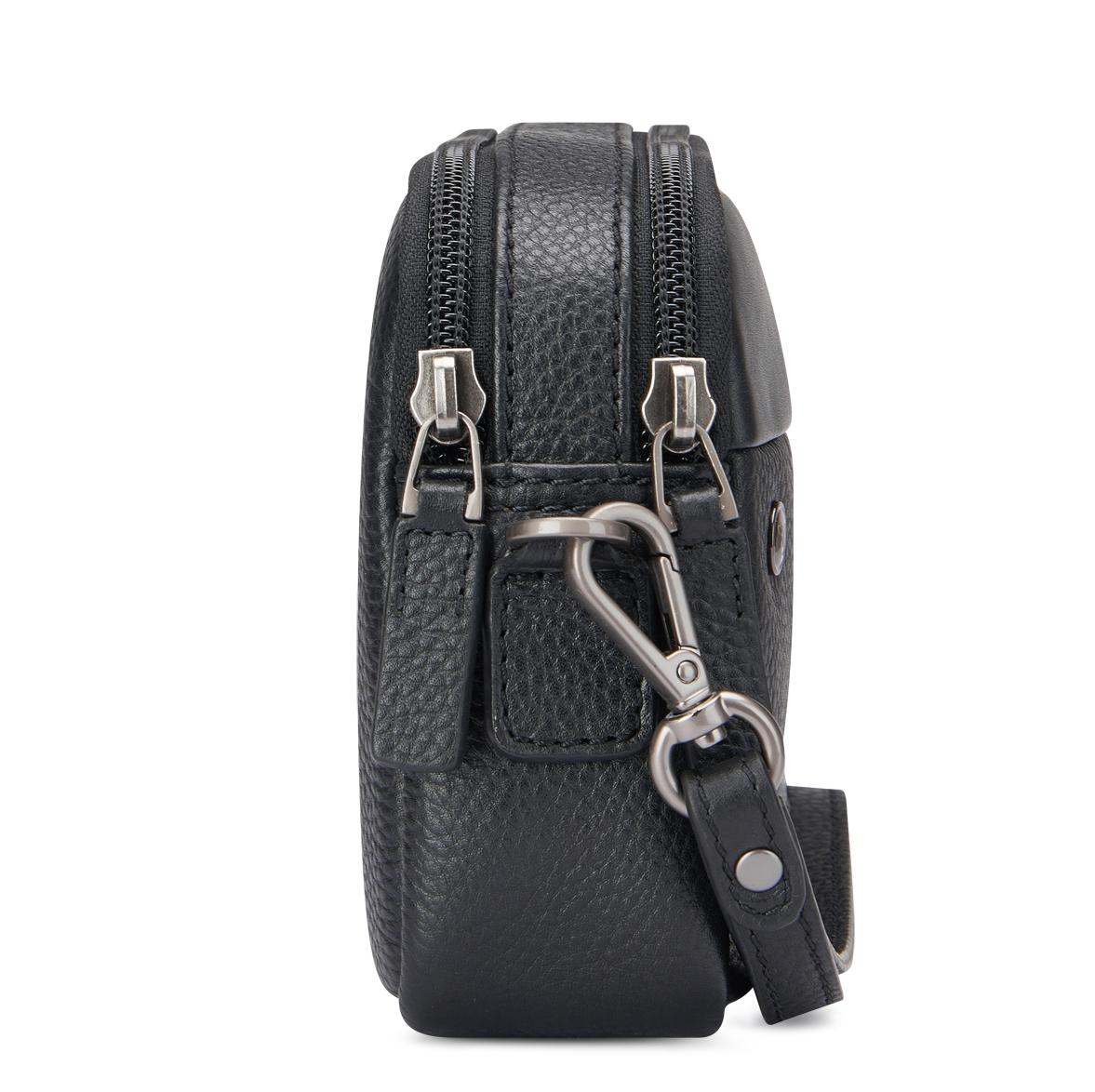 Roncato pochette 2 zip in pelle "Alaska" Nero 412422.01