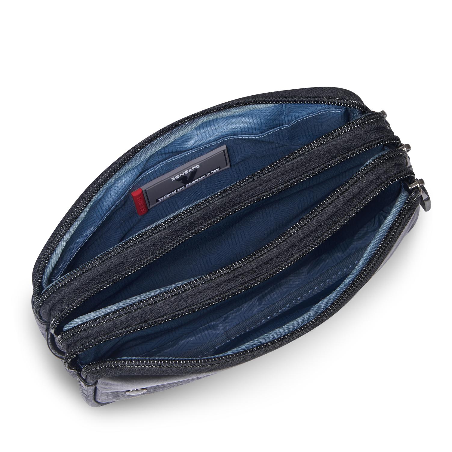 Roncato pochette 3 zip in pelle "Alaska" Nero 412423.01