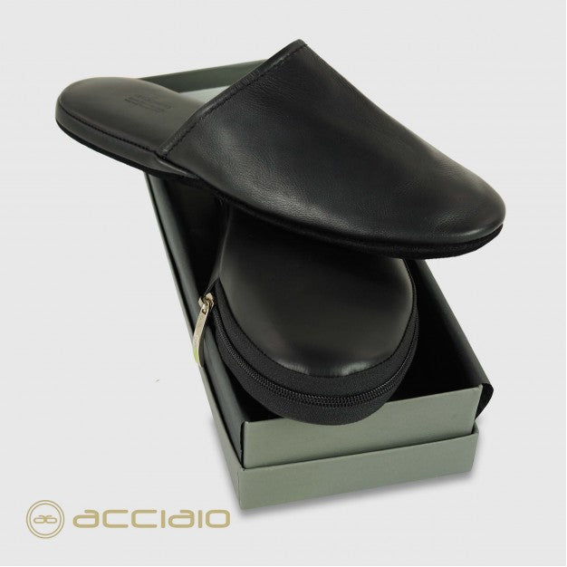 Acciaio pantofole in pelle "Vacchetta" Nero 5091.NERO