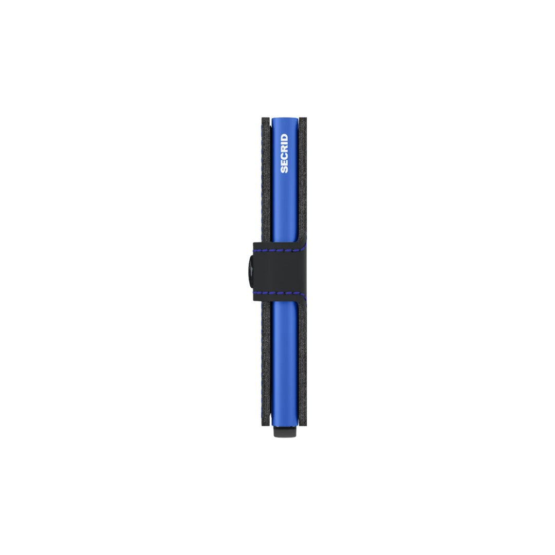 Secrid portafogli compatto in alluminio e pelle "Miniwallet Matte" Nero MM.BLACK & BLUE