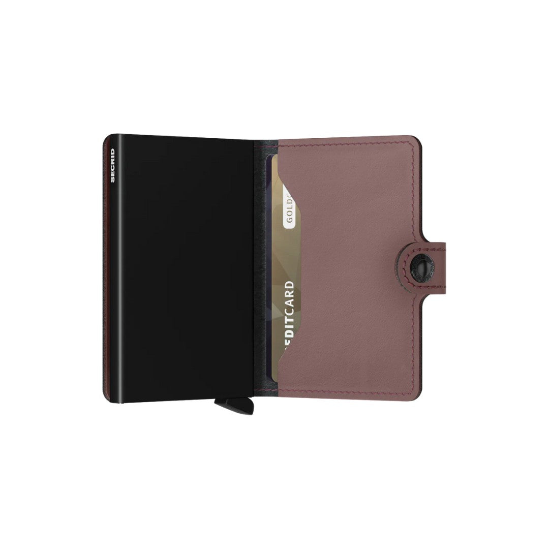 Secrid portafogli compatto in alluminio e pelle "Miniwallet Matte" Rosa MM.ROSE