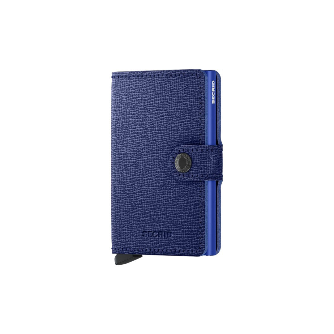 Secrid portafogli compatto in alluminio e pelle "Miniwallet Crisple" Blu MC.COBALT